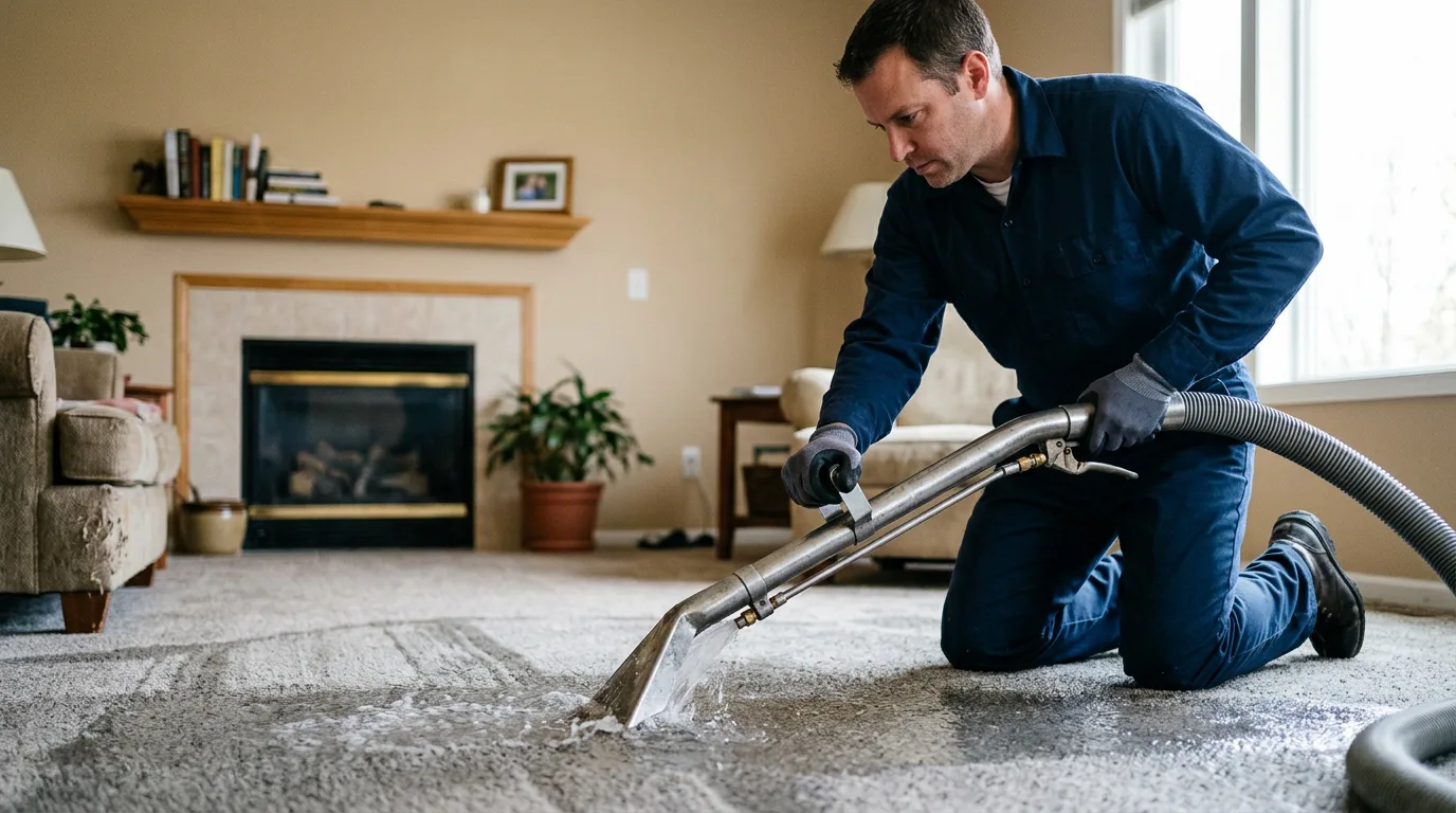 Water damage restoration technician working near Weems, VA